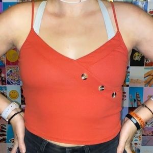 ME TO WE PACSUN RED TANK WITH BUTTONS